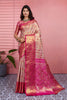 Beautiful Pink Kanchipuram Silk Saree Weaving Work for Women