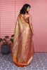 Premium Beige Kanchipuram Silk Saree with Weaving Work for Women