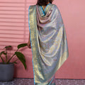 Stylish Lavender Kanchipuram Silk Saree with Weaving Work for Women