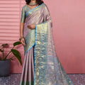 Stylish Lavender Kanchipuram Silk Saree with Weaving Work for Women