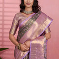 Premium Olive Green Kanchipuram Silk Saree with Weaving Work for Women