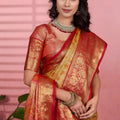 Graceful Mustard Yellow Kanchipuram Silk Saree with Weaving Work for Women