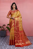 Graceful Mustard Yellow Kanchipuram Silk Saree with Weaving Work for Women
