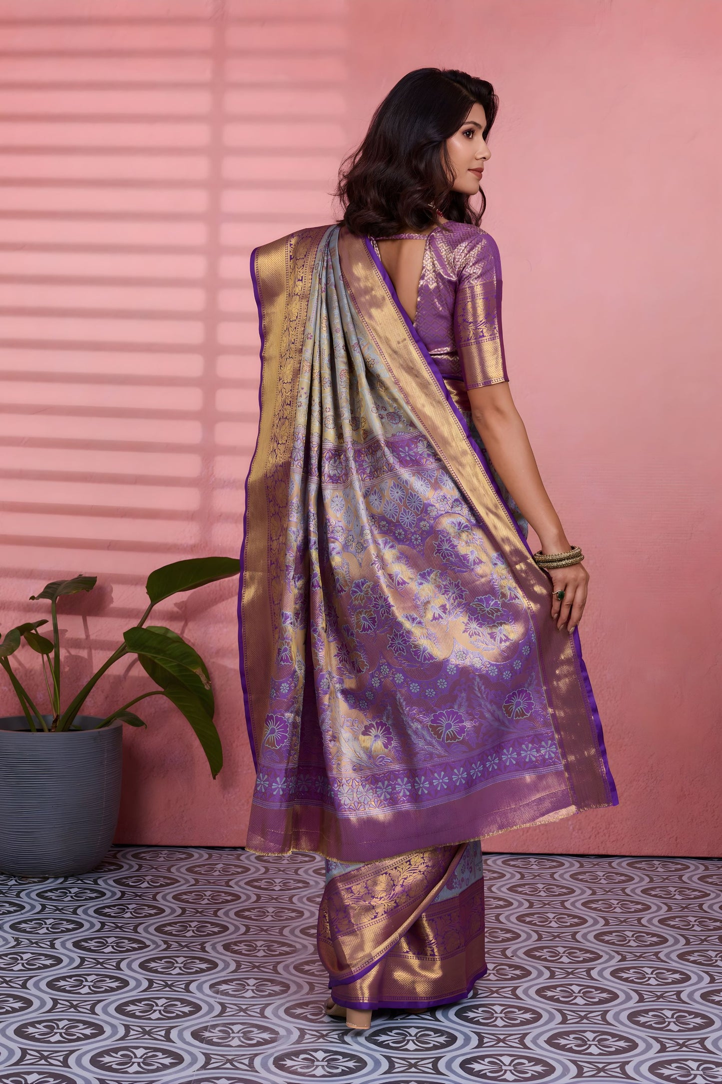 Royal Sky Blue Kanchipuram Silk Saree with Weaving Work for Women