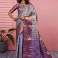 Royal Sky Blue Kanchipuram Silk Saree with Weaving Work for Women