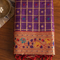 Royal Purple Banarasi Silk Saree Zari Checks Weaving Rich Border for Wedding