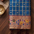 Sylish Steel Blue Banarasi Silk Saree Zari Checks Weaving Rich Border for Wedding