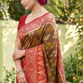 Royal Olive Green Soft Silk Saree with Jacquard Work for Wedding
