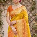 Gracefull Mustard Yellow Soft Silk Saree with Jacquard Work for Wedding