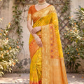Gracefull Mustard Yellow Soft Silk Saree with Jacquard Work for Wedding