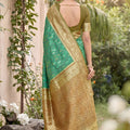 Stylish Sea Green Soft Silk Saree with Jacquard Work for Wedding