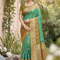 Stylish Sea Green Soft Silk Saree with Jacquard Work for Wedding