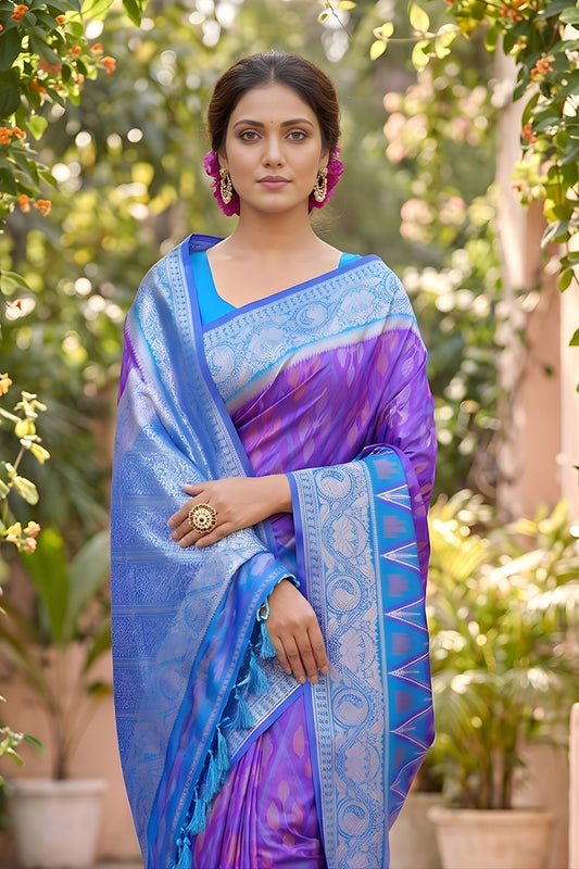 Royal Purple Soft Silk Saree with Jacquard Work for Wedding