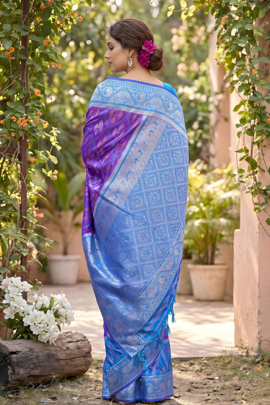 Royal Purple Soft Silk Saree with Jacquard Work for Wedding