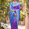 Royal Purple Soft Silk Saree with Jacquard Work for Wedding