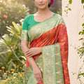 Beautifull Coral Pink Soft Silk Saree with Jacquard Work for Wedding