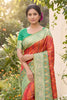 Beautifull Coral Pink Soft Silk Saree with Jacquard Work for Wedding