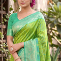 Gracefull Lime Green Soft Silk Saree with Jacquard Work for Wedding
