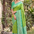 Gracefull Lime Green Soft Silk Saree with Jacquard Work for Wedding
