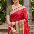 Royal Red Soft Silk Saree with Jacquard Work Rich Border for Wedding