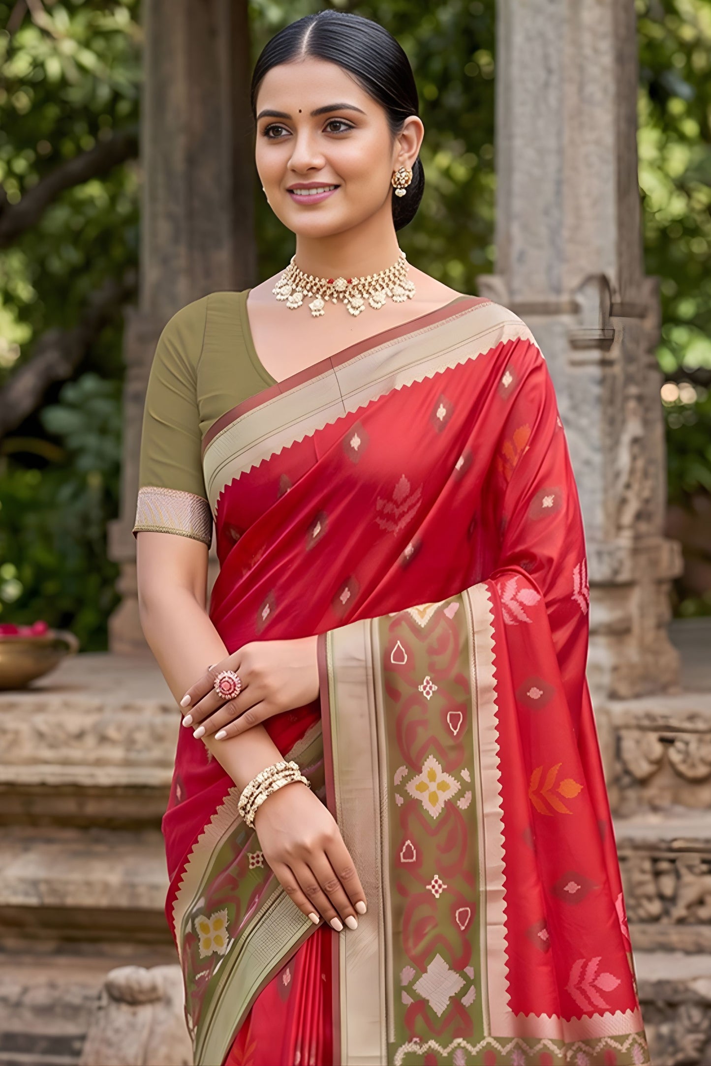 Royal Red Soft Silk Saree with Jacquard Work Rich Border for Wedding