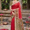 Royal Red Soft Silk Saree with Jacquard Work Rich Border for Wedding