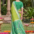 Gracefull Lime Green Soft Silk Saree Jacquard Work Border for Wedding