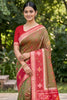Gracefull Olive Green Soft Silk Saree Jacquard Work Border for Wedding