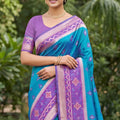 Stylish Sky Blue Soft Silk Saree with Jacquard Work Rich Border for Wedding