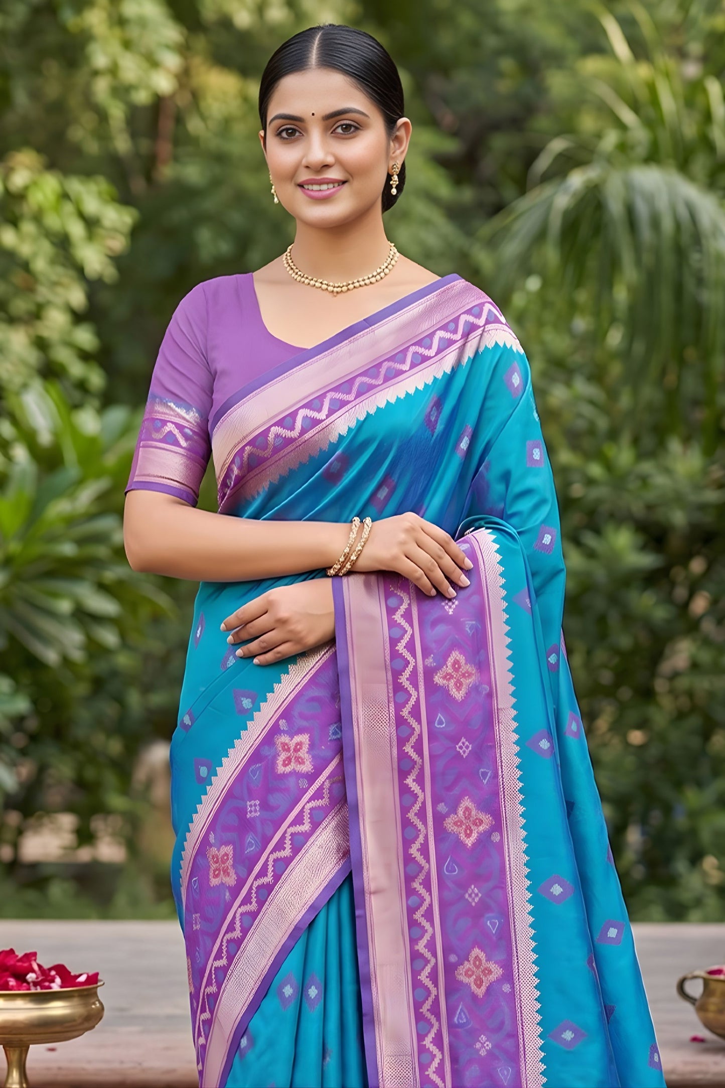 Stylish Sky Blue Soft Silk Saree with Jacquard Work Rich Border for Wedding