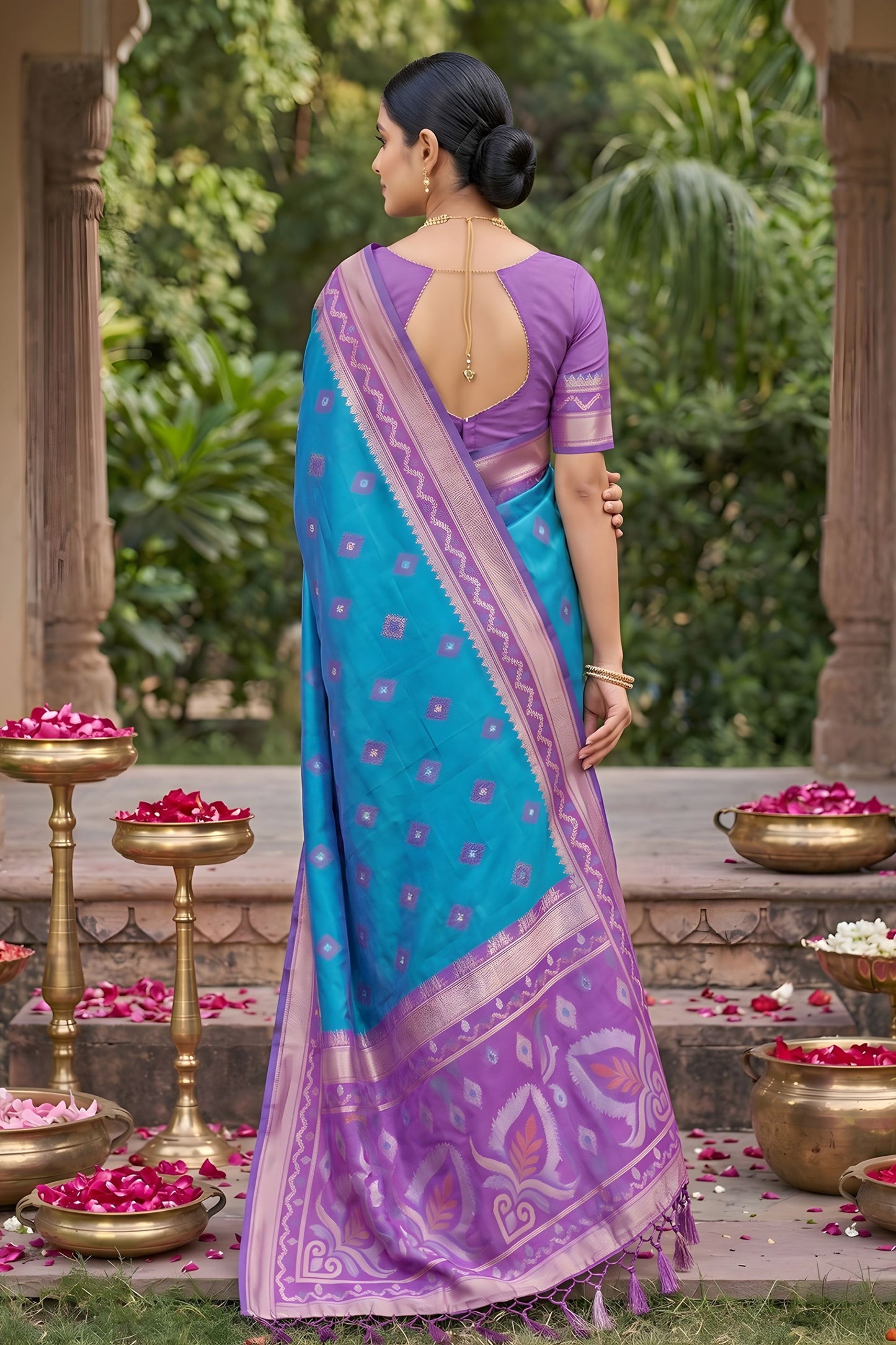 Stylish Sky Blue Soft Silk Saree with Jacquard Work Rich Border for Wedding