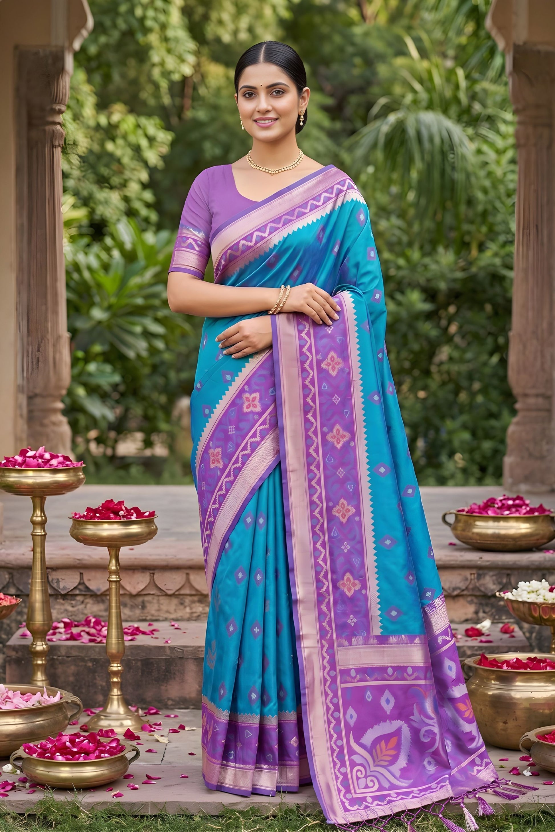 Stylish Sky Blue Soft Silk Saree with Jacquard Work Rich Border for Wedding