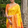 Premium Yellow Soft Silk Saree Jacquard Work Border for Wedding