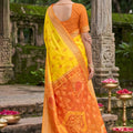 Premium Yellow Soft Silk Saree Jacquard Work Border for Wedding