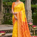 Premium Yellow Soft Silk Saree Jacquard Work Border for Wedding