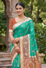 Royal Teal Green Soft Silk Saree Jacquard Work Border for Wedding