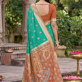 Royal Teal Green Soft Silk Saree Jacquard Work Border for Wedding