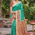 Royal Teal Green Soft Silk Saree Jacquard Work Border for Wedding