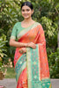 Stylish Peach Soft Silk Saree with Jacquard Work Rich Border for Wedding
