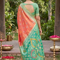 Stylish Peach Soft Silk Saree with Jacquard Work Rich Border for Wedding