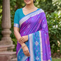 Vibrant Purple Soft Silk Saree with Jacquard Work Rich Border for Wedding