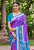 Vibrant Purple Soft Silk Saree with Jacquard Work Rich Border for Wedding