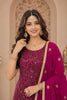 Stunning Magenta Georgette Designer Sharara Suit with Embroidery Work and Designer Dupatta