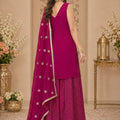 Stunning Magenta Georgette Designer Sharara Suit with Embroidery Work and Designer Dupatta