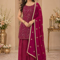 Stunning Magenta Georgette Designer Sharara Suit with Embroidery Work and Designer Dupatta (Copy)