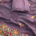 Gracefull Lavender Twil Net Saree Embroidery Cutwork for Wedding