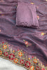Gracefull Lavender Twil Net Saree Embroidery Cutwork for Wedding