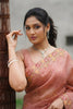 Elegant Peach Twil Net Saree with Embroidery Cutwork for Wedding