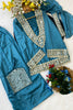 Royal Sky Blue Soft Chinon Palazzo Suit Real Moti Work for Wedding