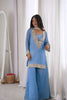 Royal Sky Blue Soft Chinon Palazzo Suit Real Moti Work for Wedding
